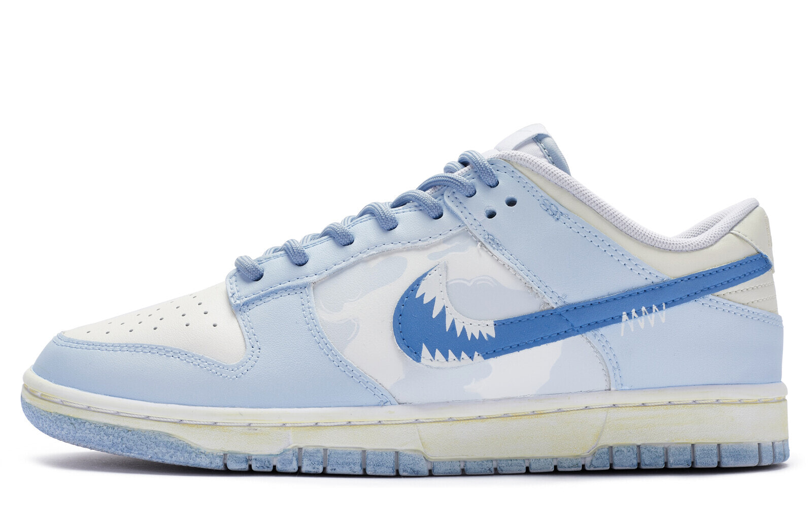 【定制球鞋】 Nike Dunk Low BIGNIU 鲨鱼气泡水 夏日 清新 简约 手绘喷绘 低帮 板鞋 男款 白蓝 / Кроссовки Nike Dunk Low DV0831-101