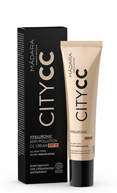 Солнцезащитный BB крем Madara CC cream SPF 15 Medium Citycc (Hyaluronic Anti-Pollution CC Cream ) 40 ml