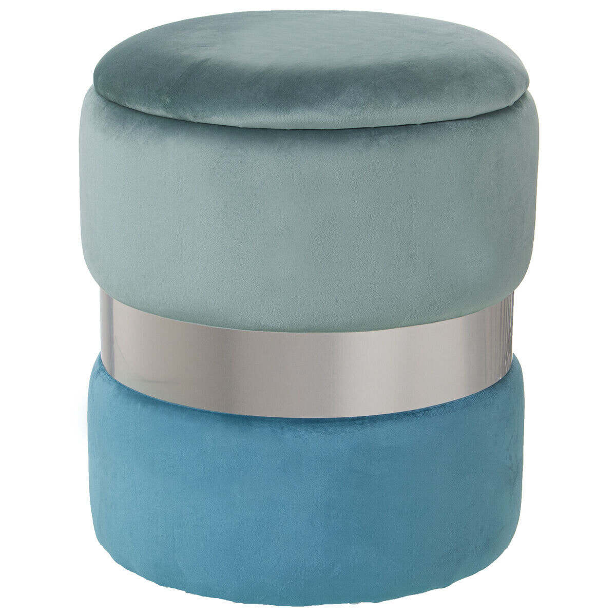 Pouffe Alexandra House Living Blue Silver Velvet Wood 7 x 43 x 37 cm