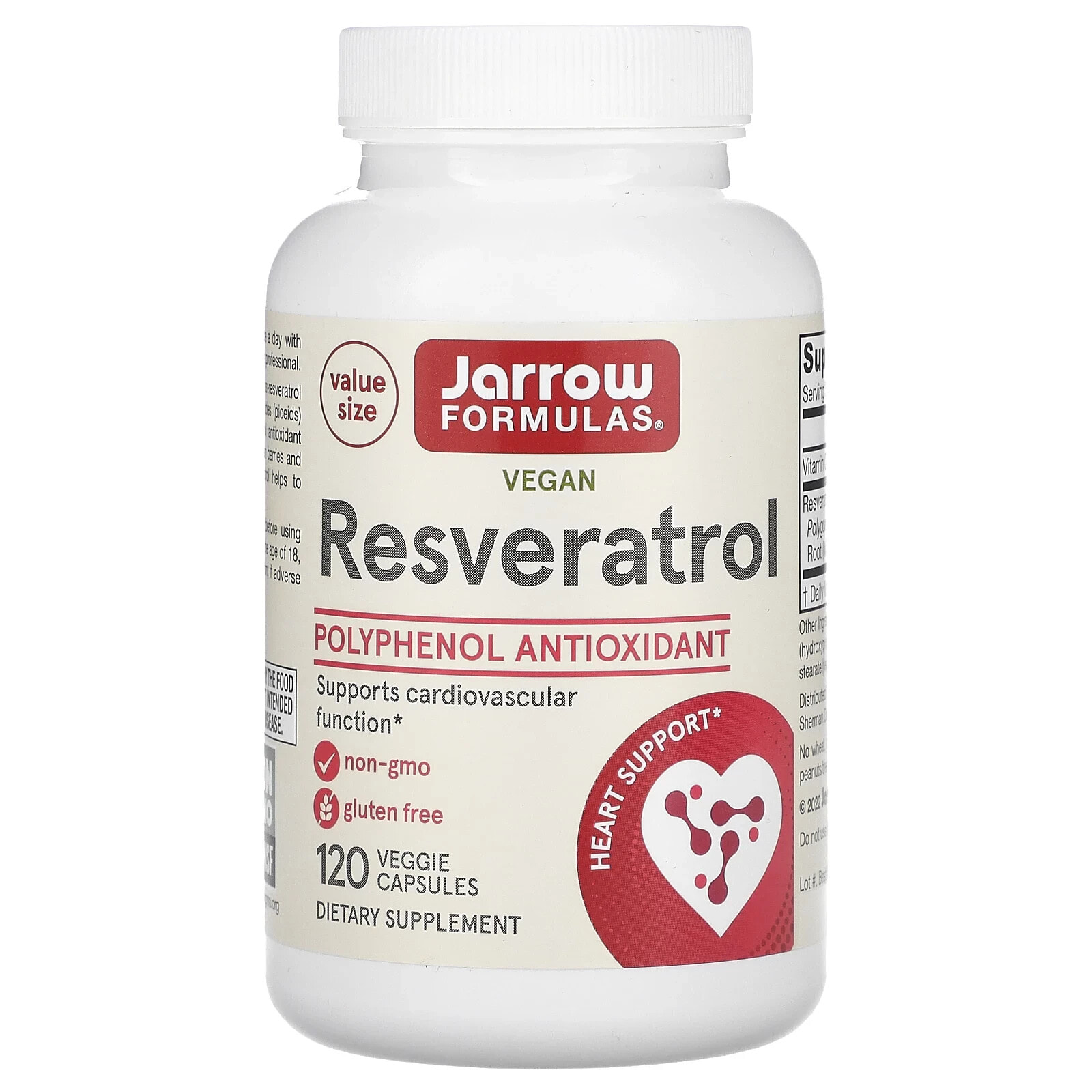 Jarrow Formulas, ресвератрол, 100 мг, 60 вегетарианских капсул