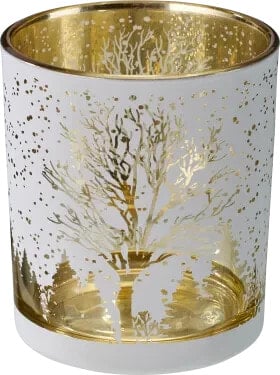 Kerzenhalter aus Glas, Winterlandschaft, 1 St