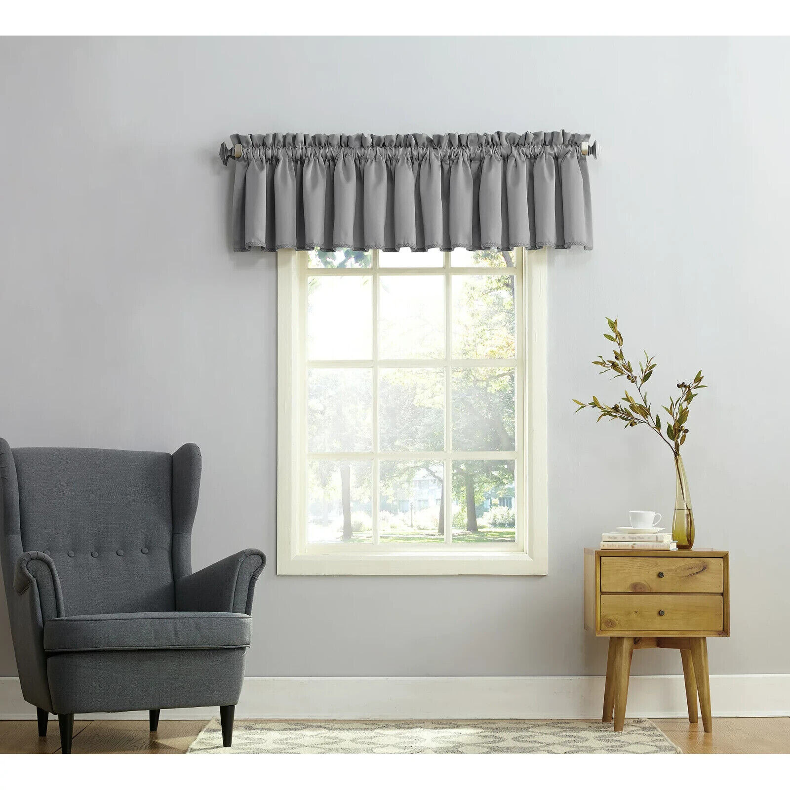 Sun Zero Gray Kylee Rod Pocket Room Darkening Window Valance Size 54