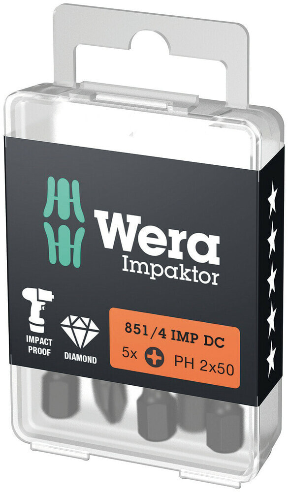 Wera Kreuzschlitz-Bit PH 3 851/4 IMP DC 3 X 50 Werkzeugstahl diamantbeschichtet