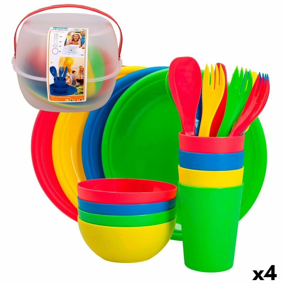 Picnic set Aktive 22,5 x 1,5 x 22,5 cm polypropylene (4 Units)