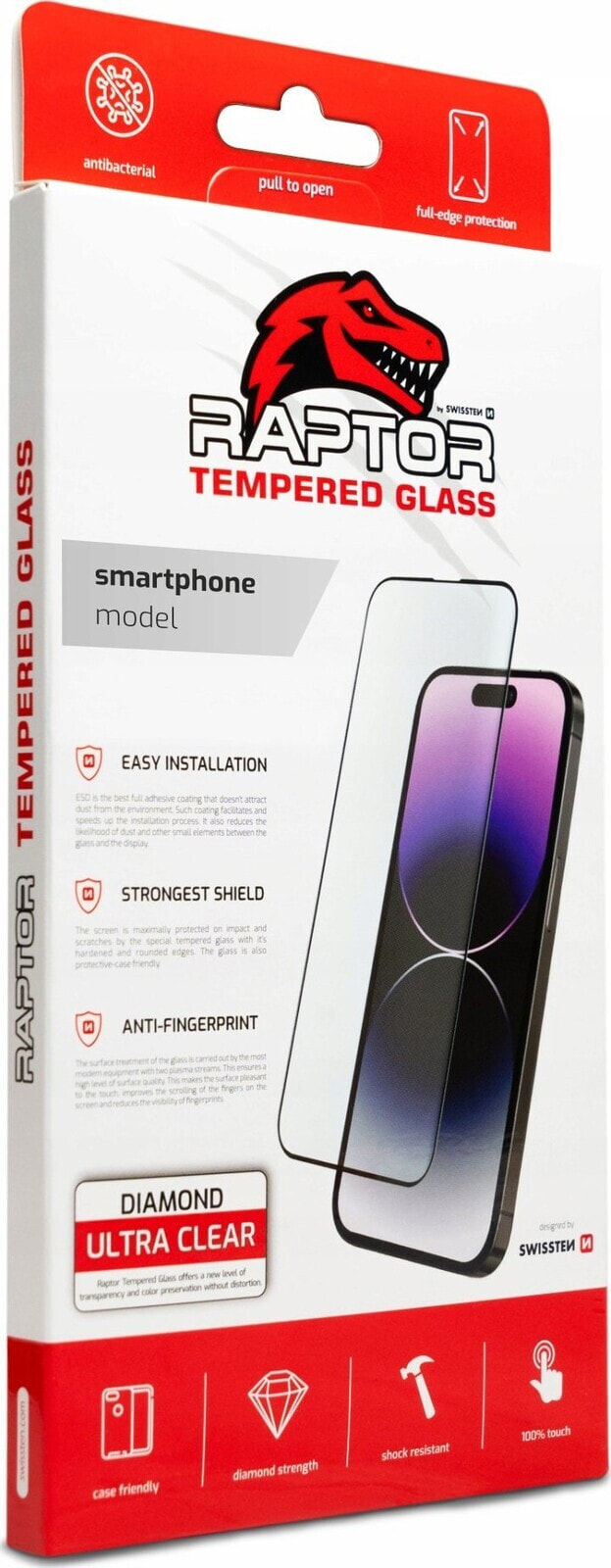 Swissten Raptor Diamond Ultra Clear 3D Tempered Glass for iPhone 15