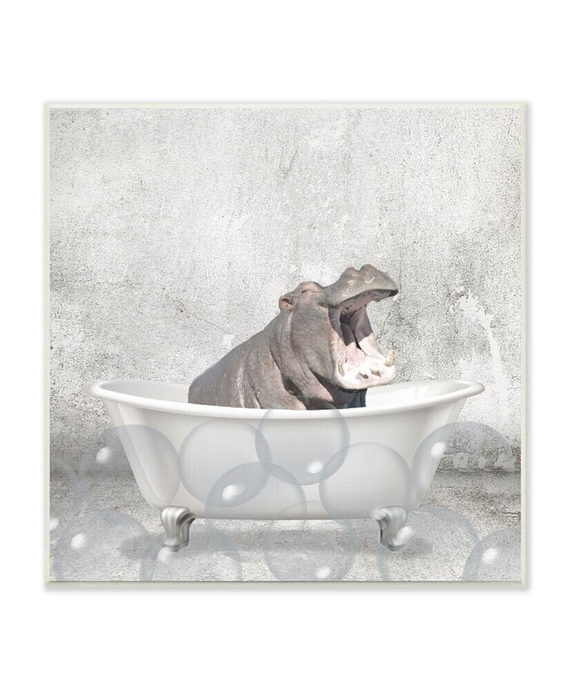 Stupell Industries baby Hippo Bath Time Cute Animal Design Wall Plaque Art, 12