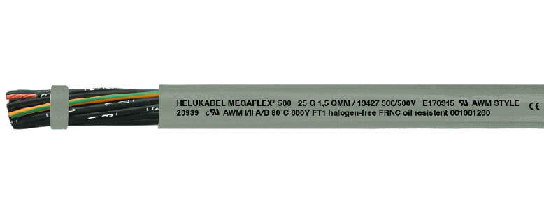Helukabel MEGAFLEX 500 - Low voltage cable - Grey - Polyvinyl chloride (PVC) - Polyvinyl chloride (PVC) - Cooper - 0.50 mm²