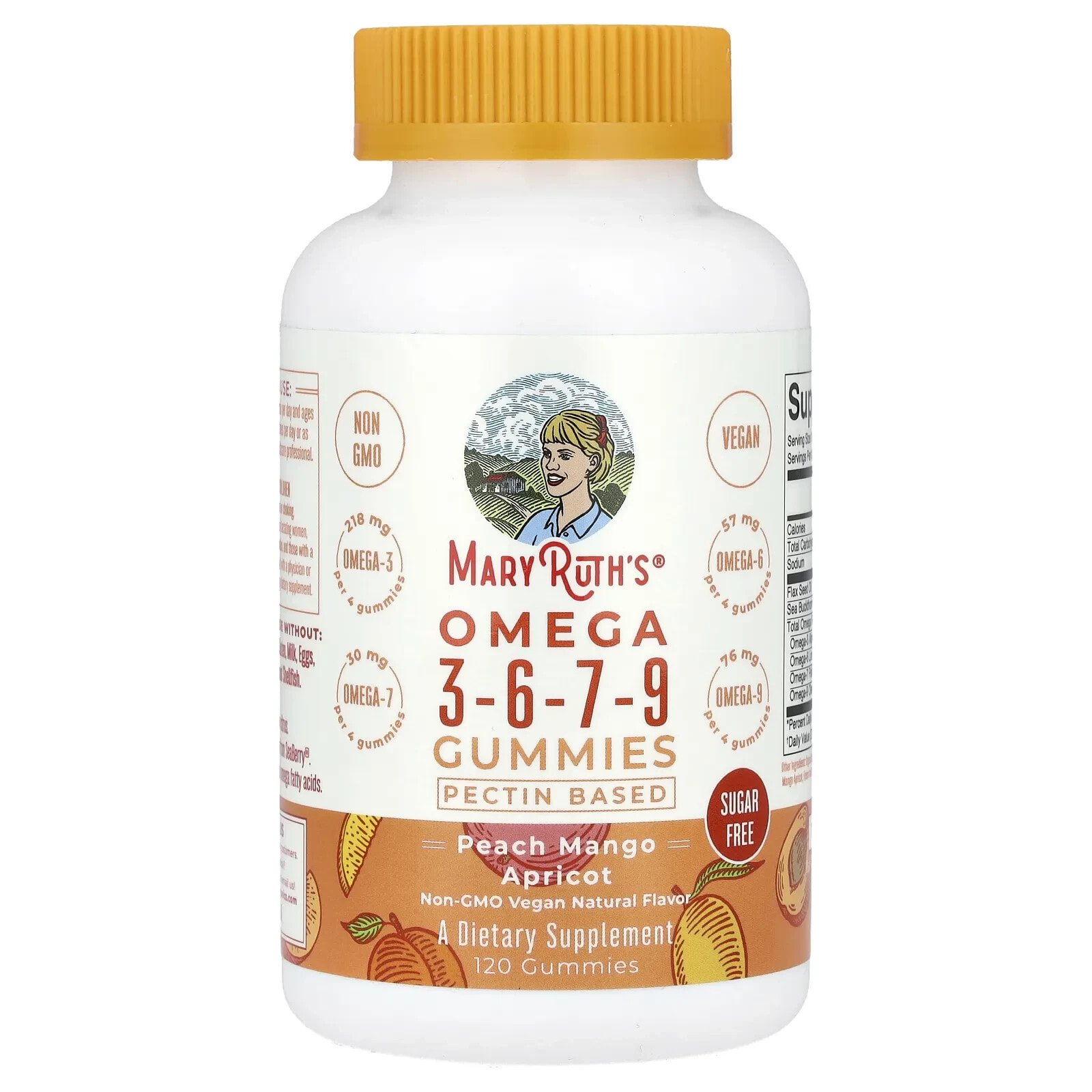 Omega 3-6-7-9 Gummies, Peach Mango Apricot, 120 Gummies