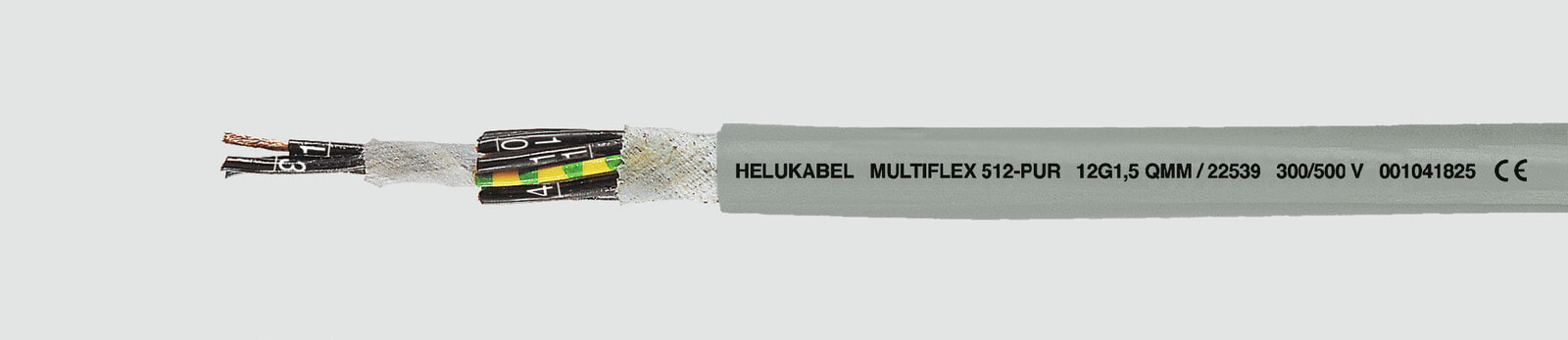 Helukabel MULTIFLEX 512-PUR - Medium voltage cable - Grey - Polyvinyl chloride (PVC) - Cooper - 2 x 1 mm² - 19.2 kg/km