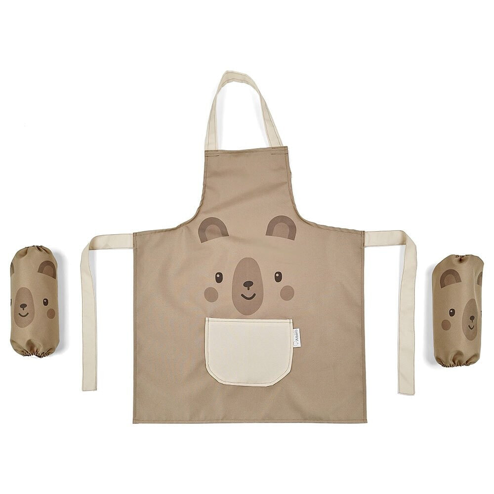 ALBERO MIO Children´S Waterproof Apron With Sleeves 60x50 cm Teddy Bear