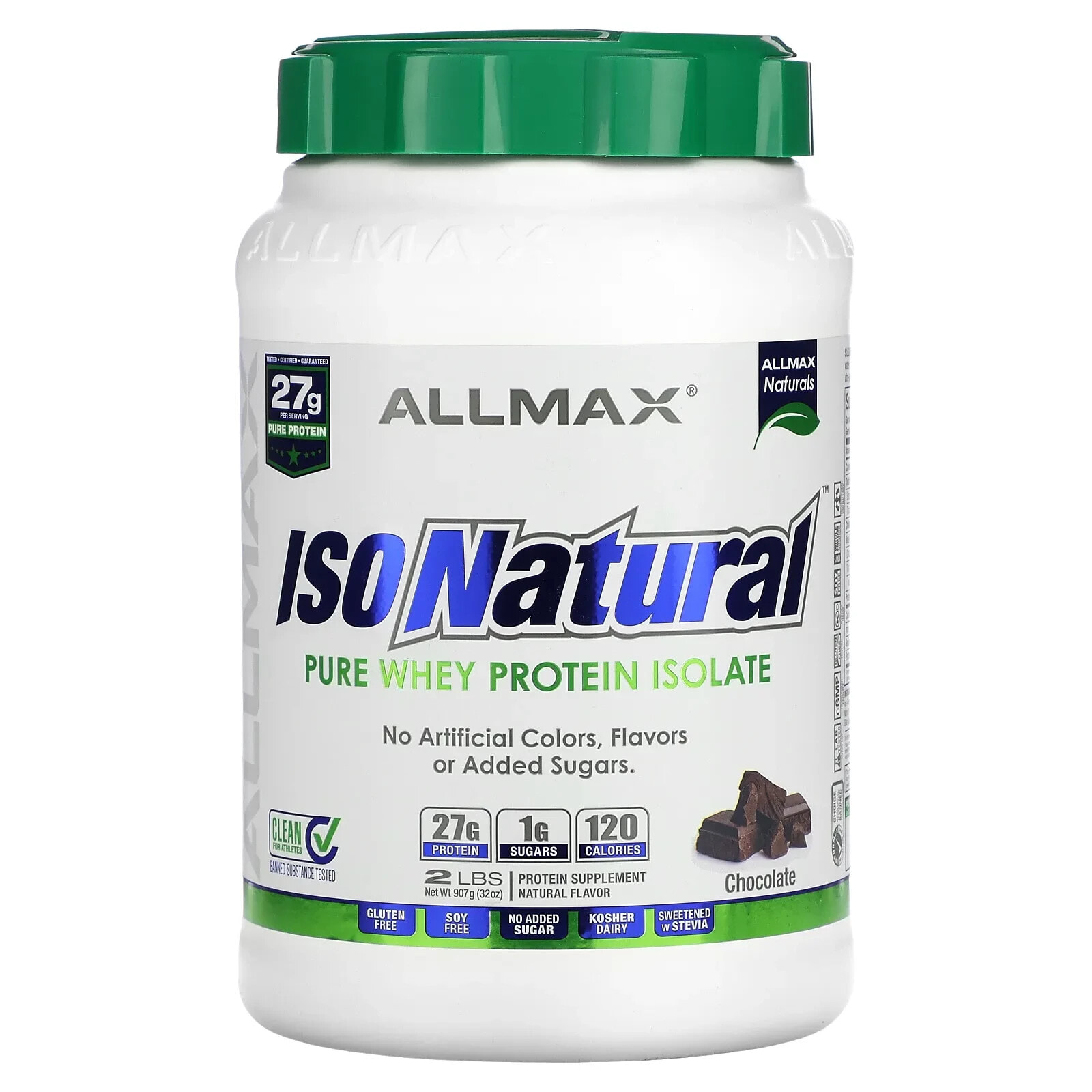 IsoNatural Pure Whey Protein Isolate, Chocolate, 2 lbs (907 g)