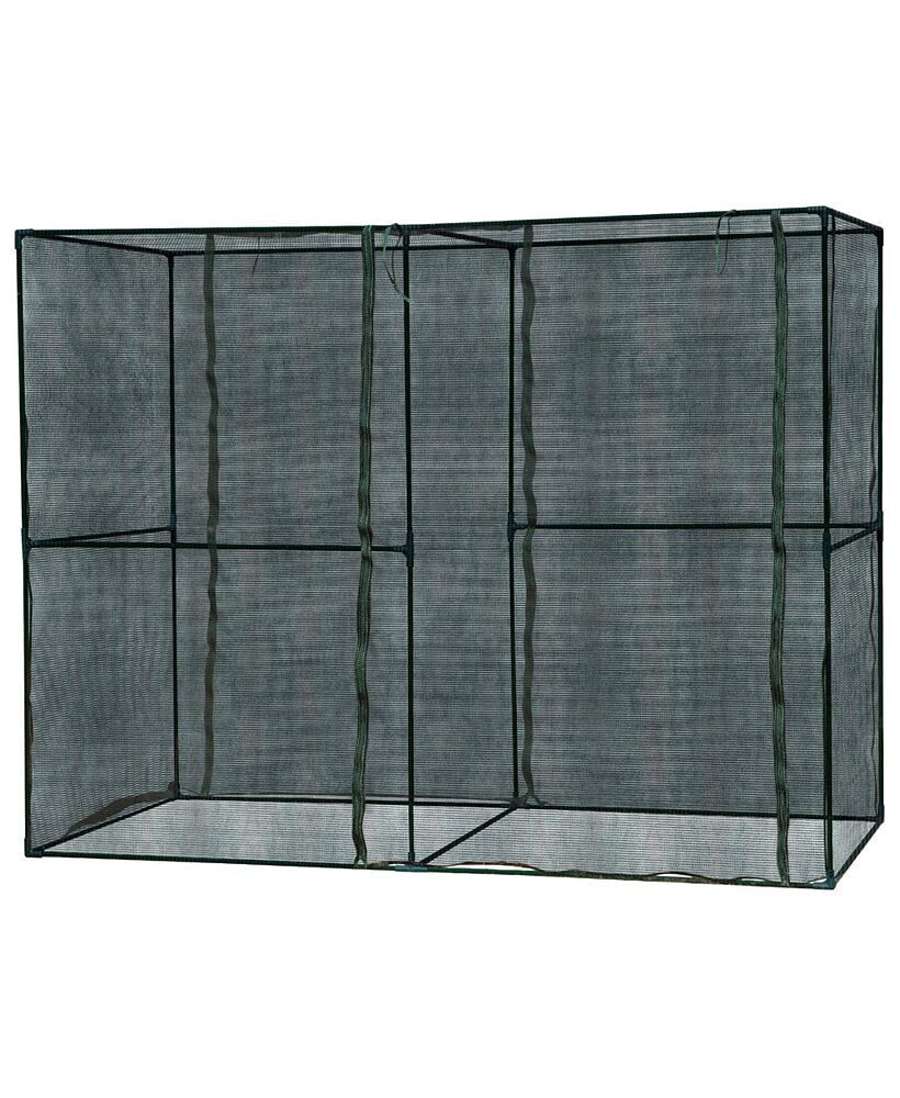 Outsunny heavy Duty Outdoor Walk-in Crop Cage with Roll-Up Zipper Doors, Cover