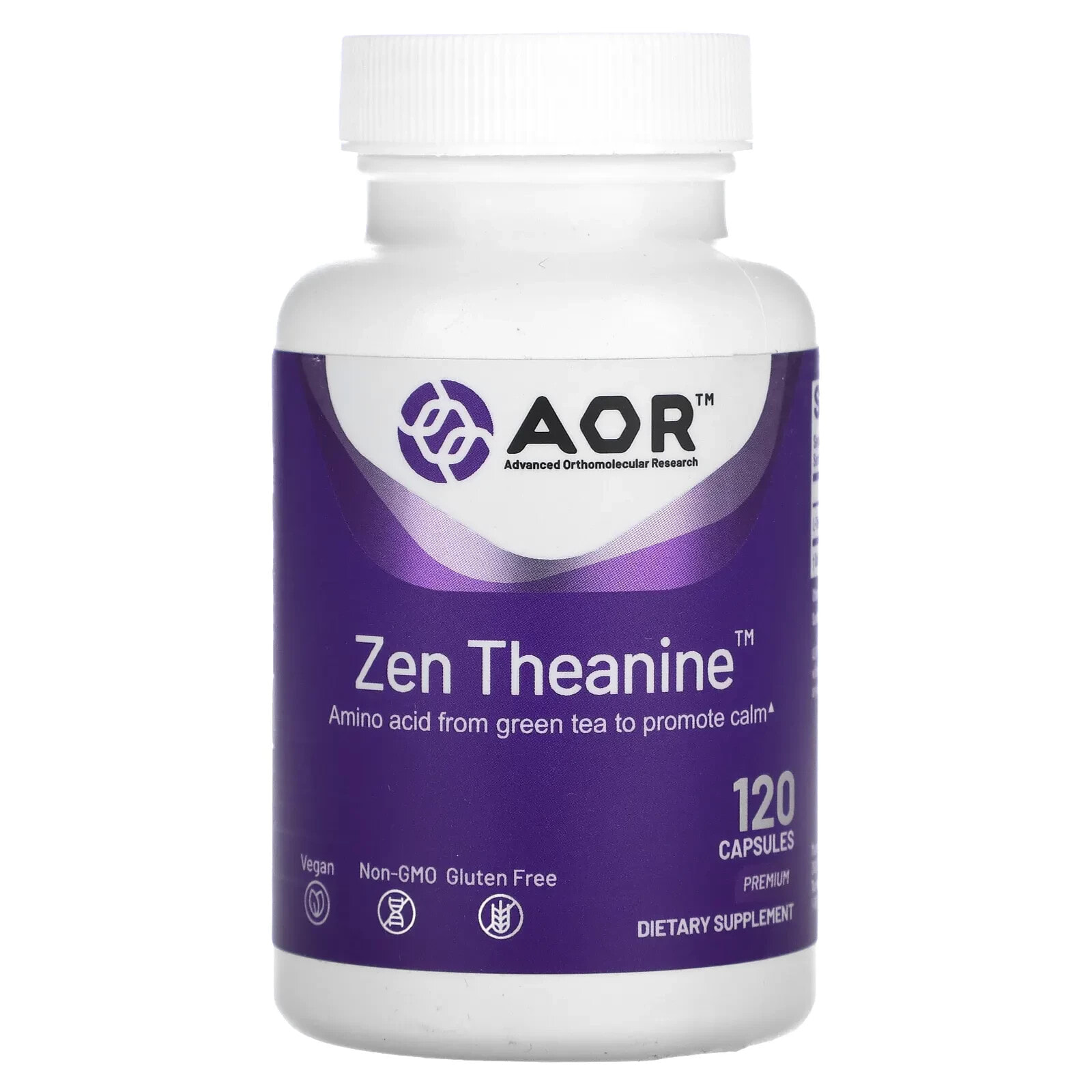 Advanced Orthomolecular Research AOR, Zen Theanine, 120 вегетарианских капсул (Товар снят с продажи) 