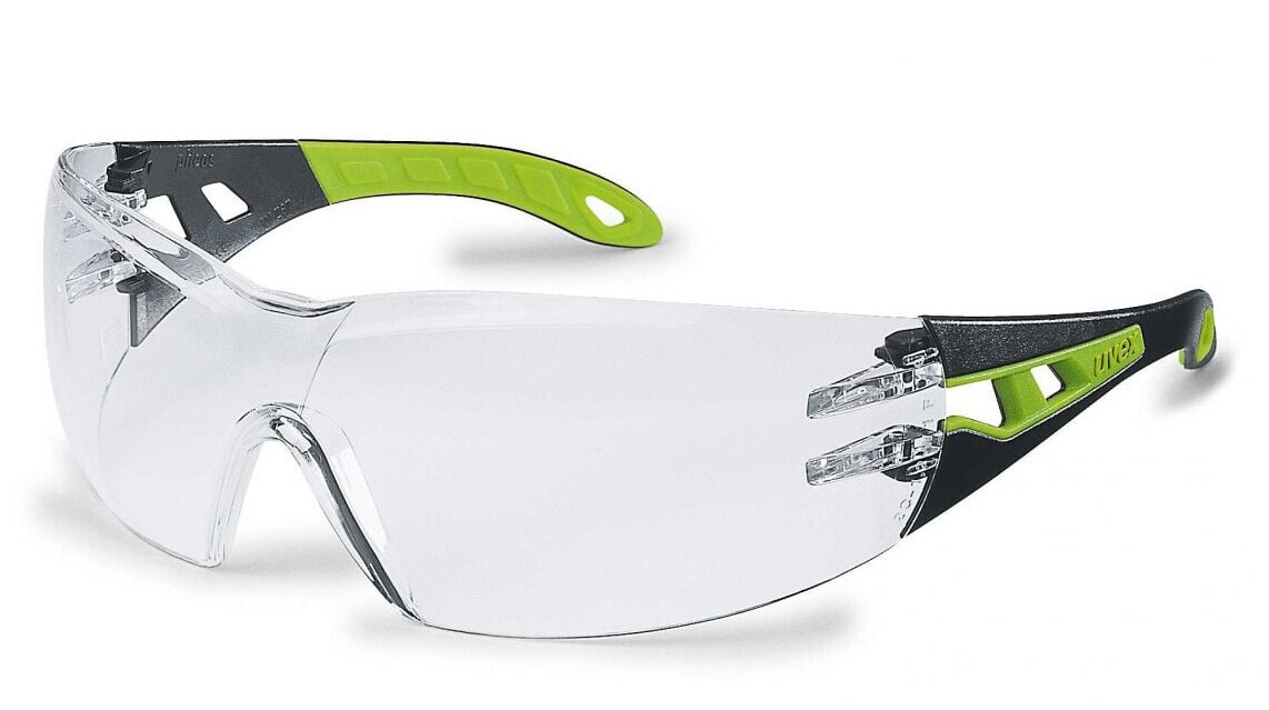 UVEX Arbeitsschutz pheos - Safety glasses - EN 166 - EN 170 - Black - Green - Transparent - Polyoxymethylene (POM) - Thermoplastic elastomer (TPE) - Polycarbonate