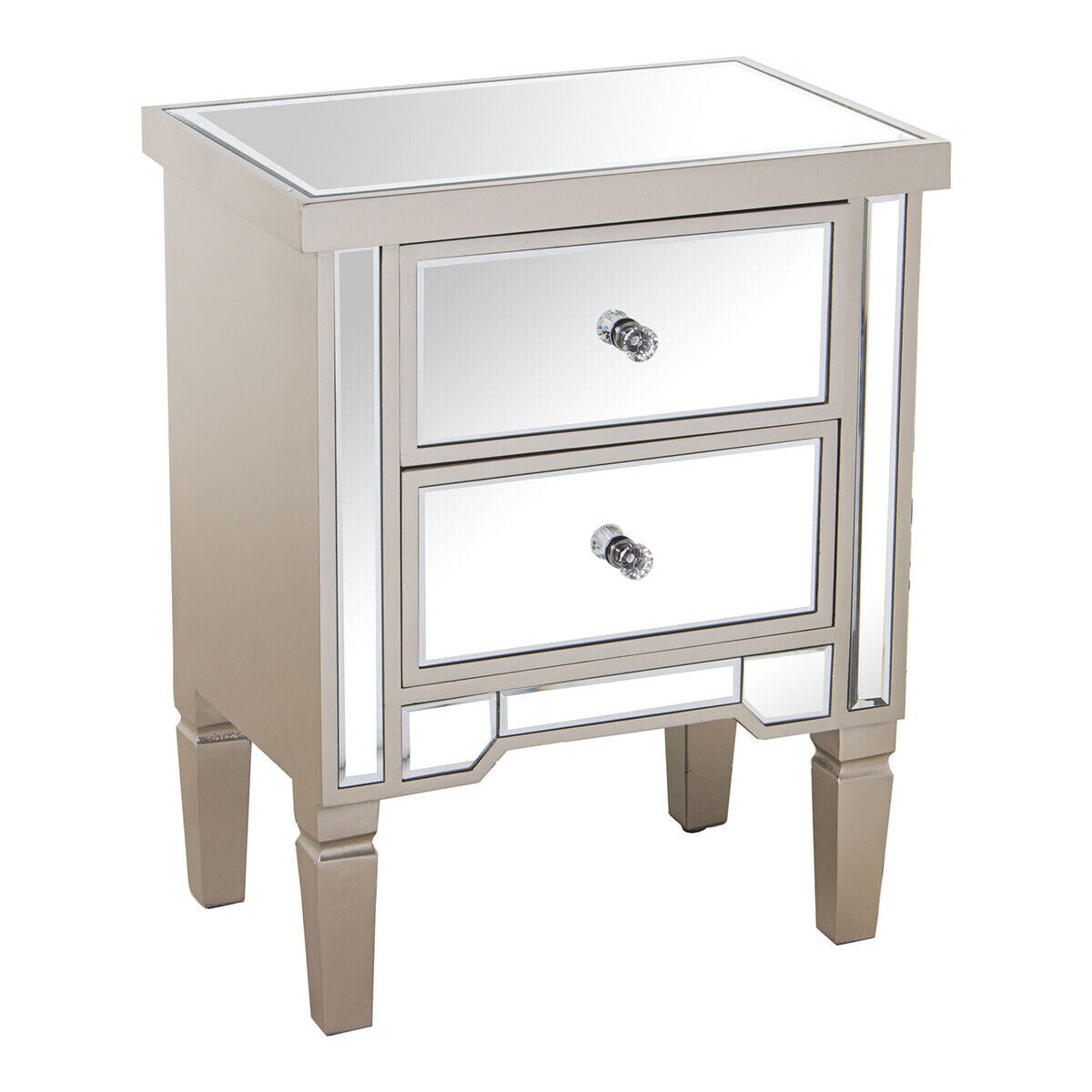 Nightstand Alexandra House Living Champagne Wood Mirror 49 x 62 x 33 cm