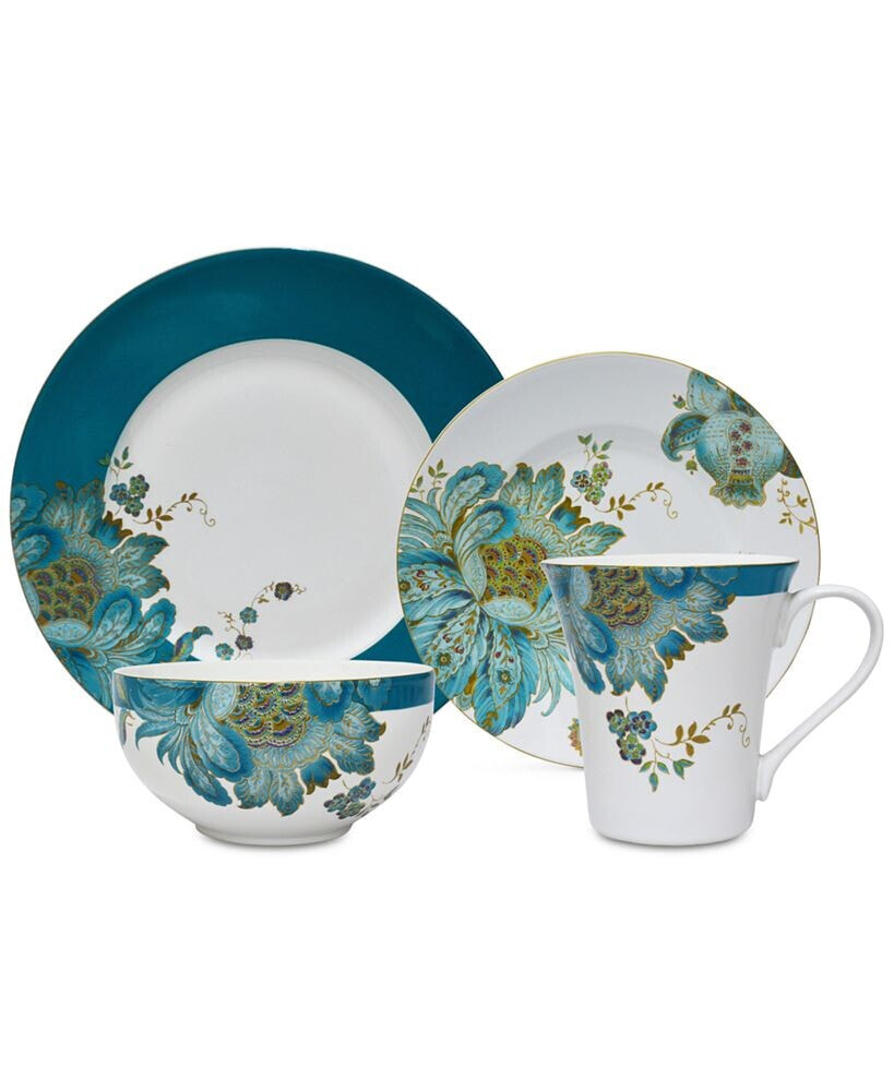 222 Fifth eliza Teal 16-Pc. Dinnerware Set, Service for 4
