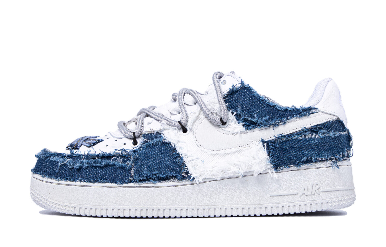 【定制球鞋】 Nike Air Force 1 Low 丹宁牛仔 低帮 板鞋 女款 蓝白 / Кроссовки Nike Air Force DD8959-100