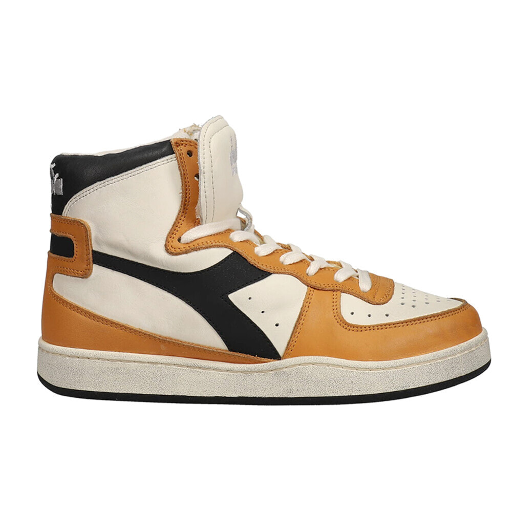 Diadora Mi Basket Used High Top Mens Orange, White Sneakers Casual Shoes 158569