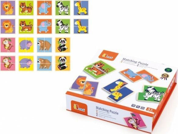 Viga Toys VIGA Drewniana Układanka Puzzle Dzikie Zwierzęta