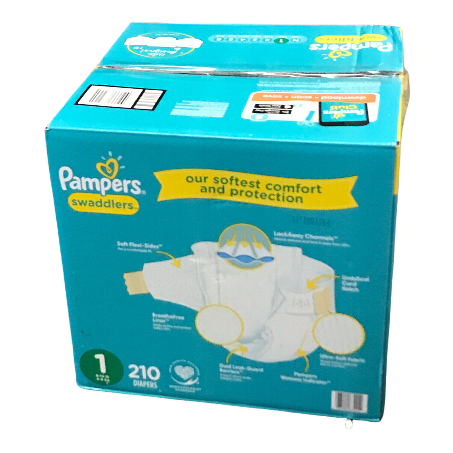 Pampers Swaddlers Disposable Diapers Size 1 , 210 Count