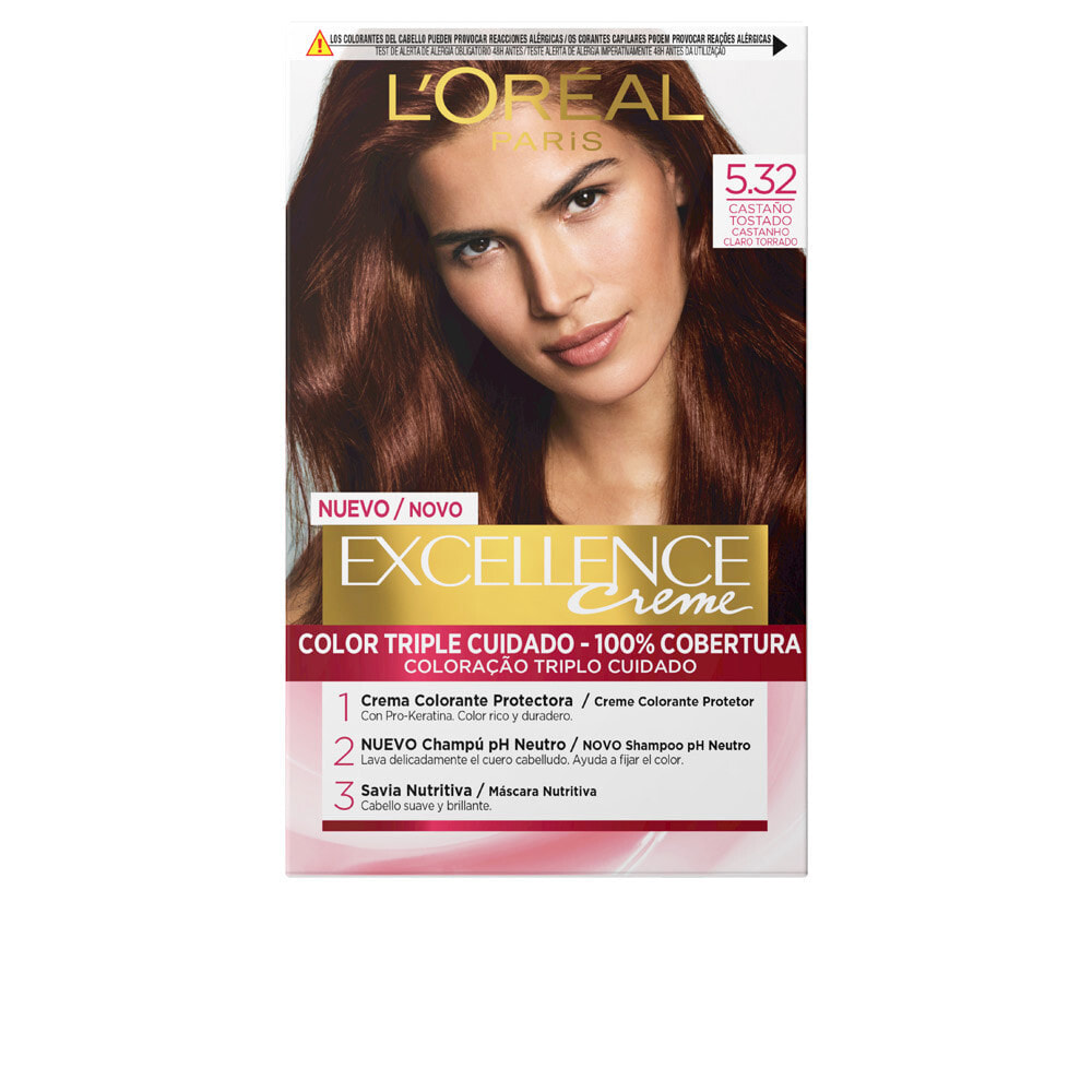 Loreal Paris Excellence Creme Hair Coloring Cream No. 5.32 Toasted Chestnut Питательная крем краска для волос, оттенок  каштановый