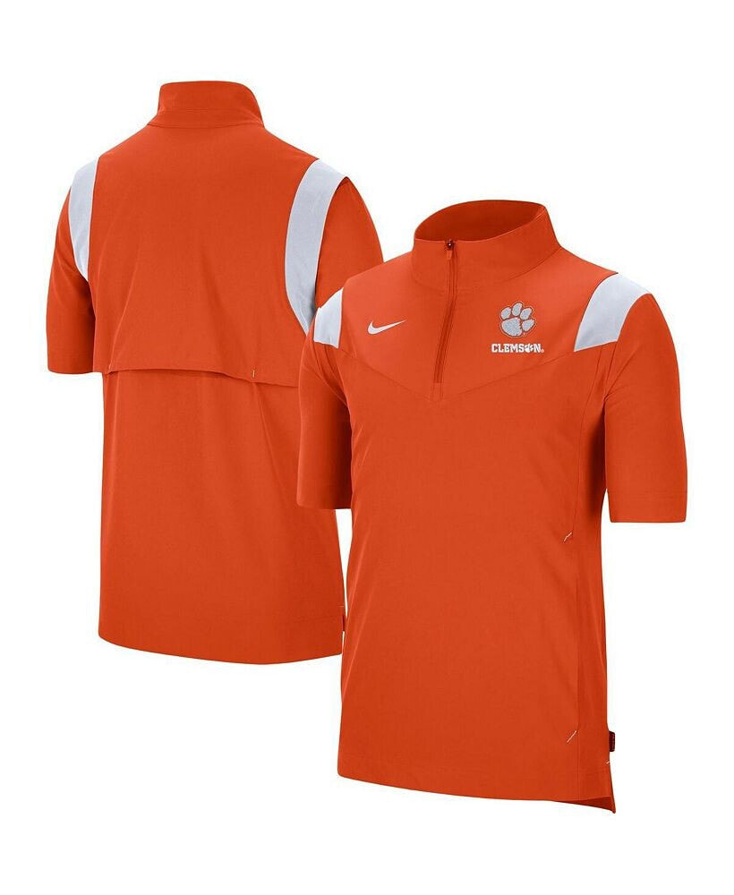 Men's Orange Clemson Tigers Coach Short Sleeve Quarter-Zip Jacket