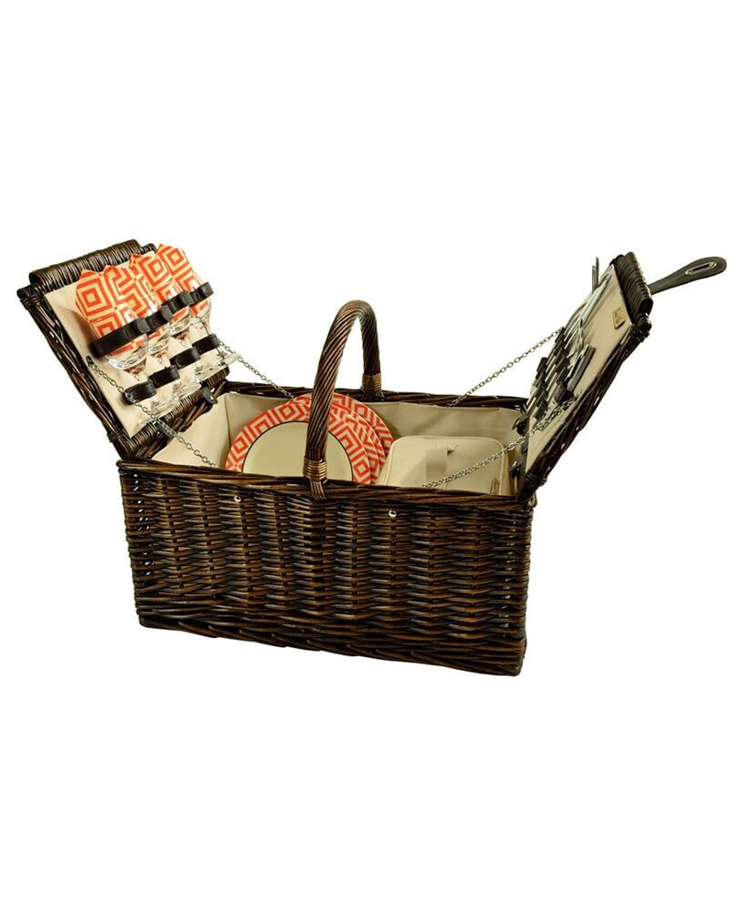 Picnic At Ascot buckingham Willow Picnic Basket with Service for 4