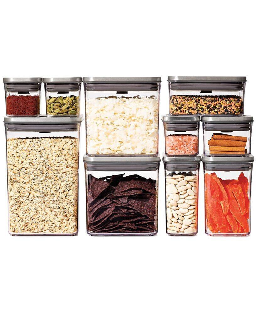 Steel Pop 12-Pc. Food Storage Container Set with Scoop & Labels