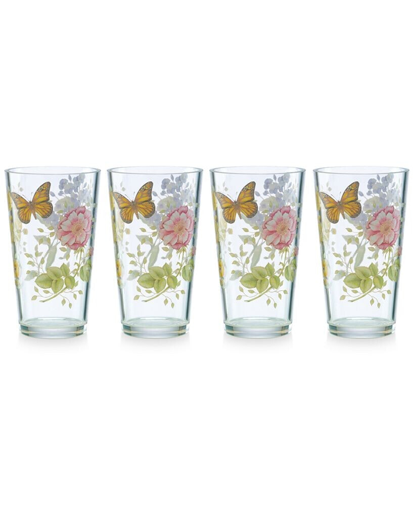 Butterfly Meadow Collection Acrylic Highball Glasses, Set of 4