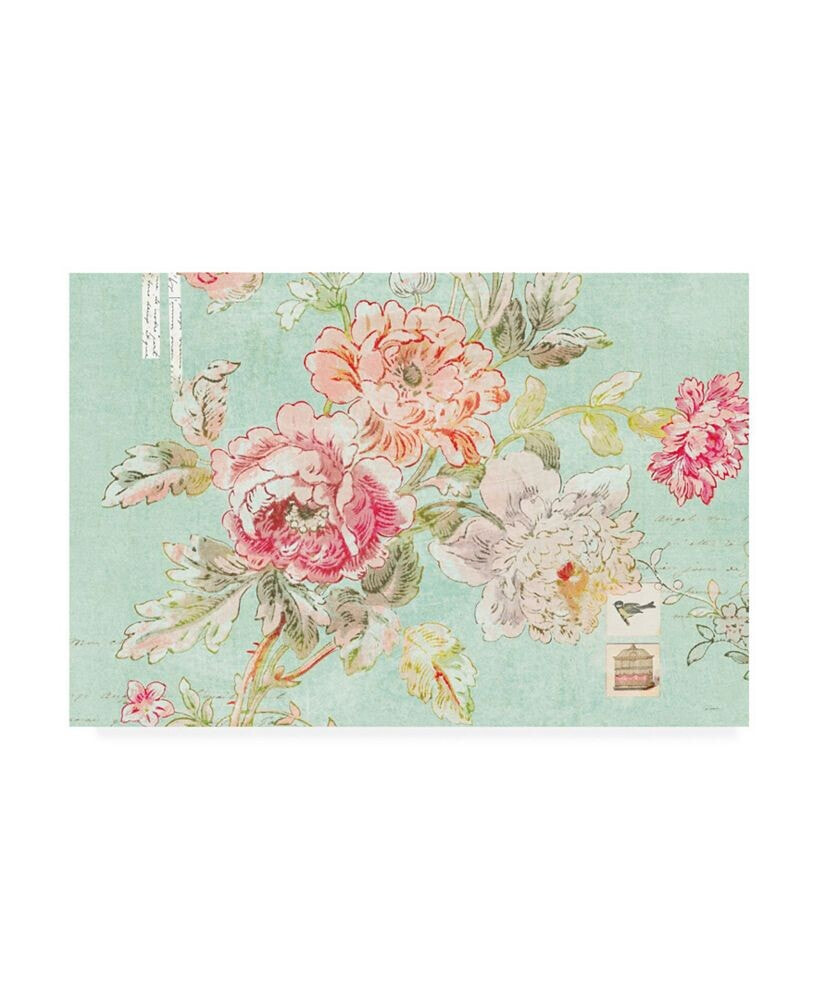 Trademark Global sue Schlabach Toile Roses I Blue Canvas Art - 19.5