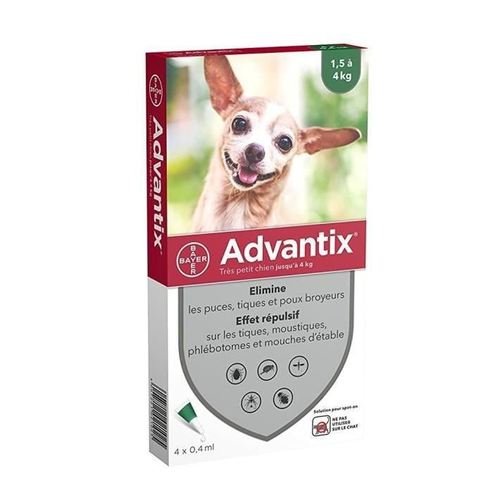Антипаразитарные пипетки ADVANTIX 4 - для очень маленьких собак от 1,5 до 4 кг.