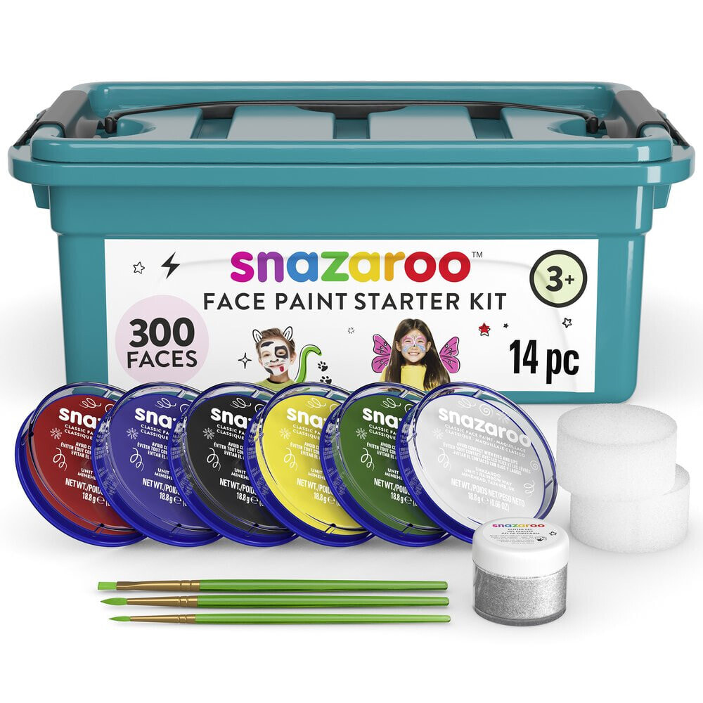 Colart Snazaroo Mini Starter Kit - Black - Blue - Green - Red - White - Yellow - Hard - Adult & children - Add a little water to a brush or sponge - dab on some paint and follow the easy guides included for... - Safety Information: Use under Adult Supervi