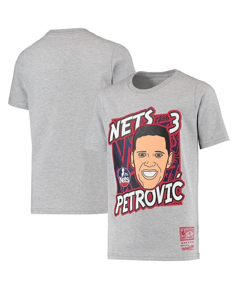 Mitchell & Ness big Boys Drazen Petrovic Heathered Gray New Jersey Nets Hardwood Classics King of the Court Player T-shirt
