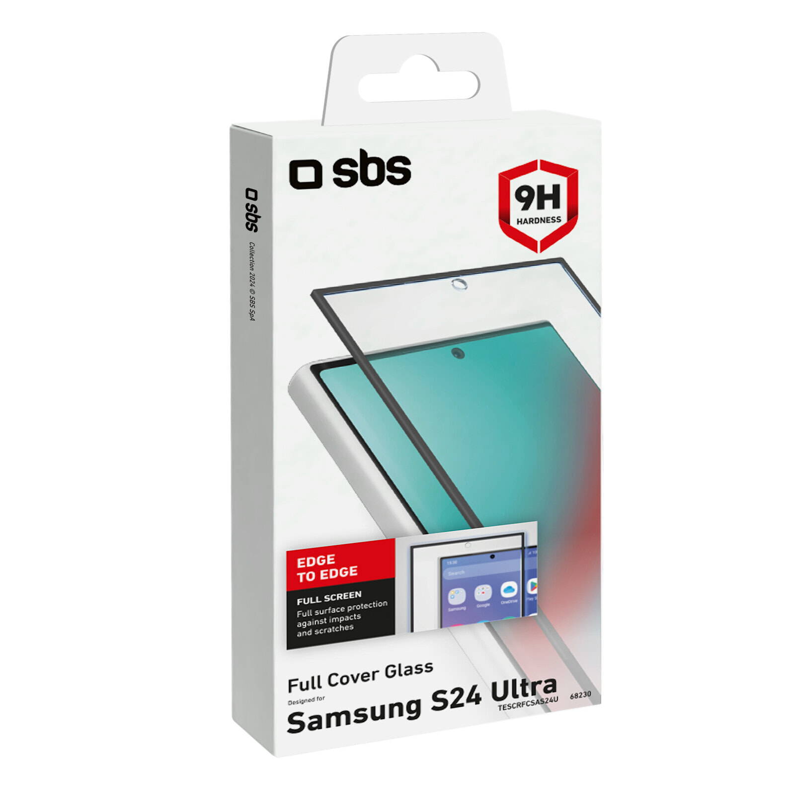 SBS Glas Displayschutz Full Cover für Samsung Galaxy S24 Ultra