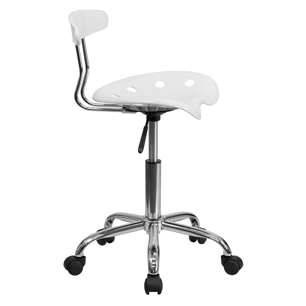 Flash Furniture vibrant White And Chrome Swivel Task Chair With Tractor Seat