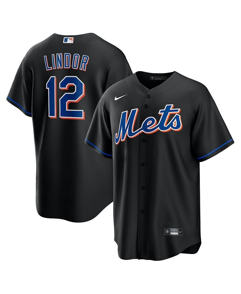 Nike men's Francisco Lindor Black New York Mets 2022 Alternate Replica Player Jersey
