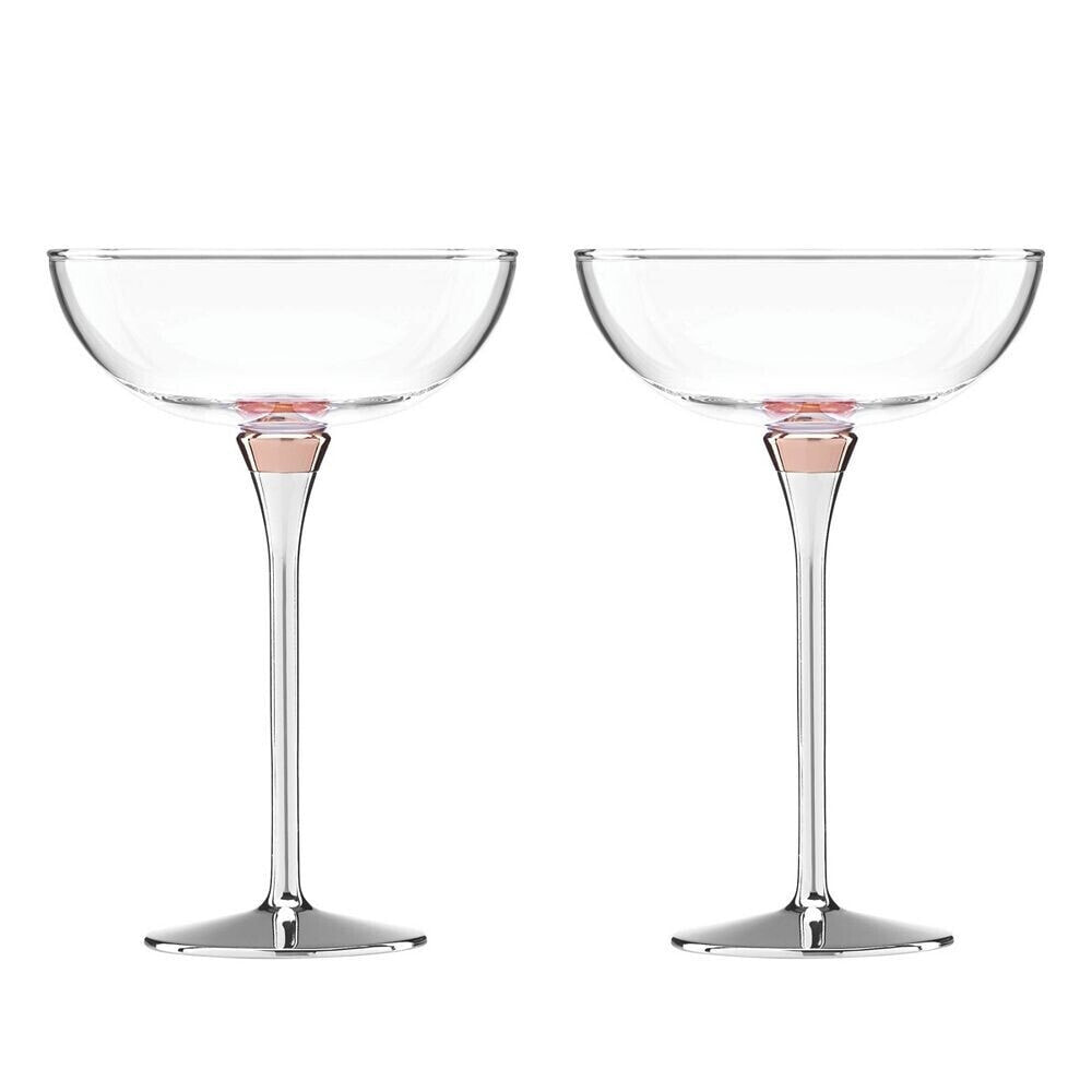 new york Rosy Glow Champagne Saucer Pair