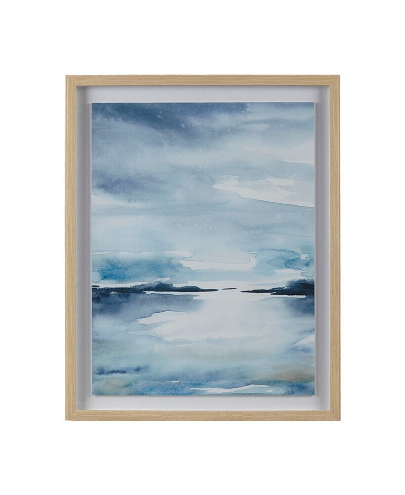 Madison Park sparkling Sea Framed Glass and Single Matted Abstract Landscape Coastal Wall Art