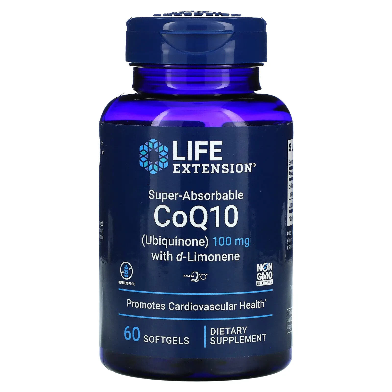 Лайф Экстэншн, Super-Absorbable CoQ10, суперусваиваемый коэнзим Q10 (убихинон) с d-лимоненом, 100 мг, 60 капсул