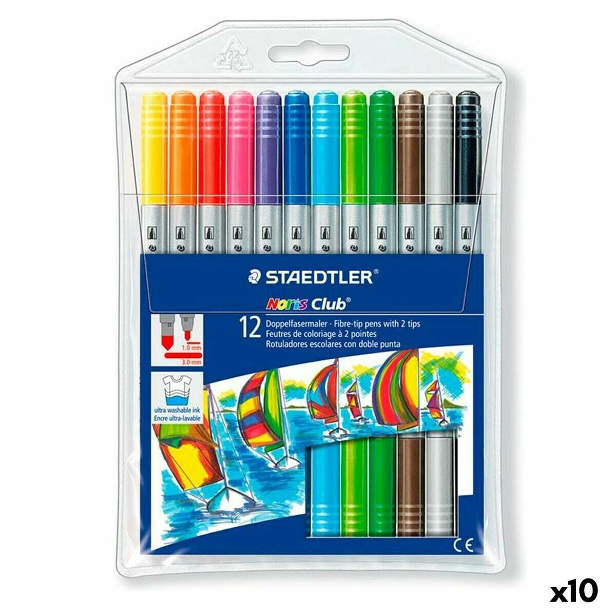 Set of Felt Tip Pens Staedtler Noris Club Double-ended Multicolour (10 Units)