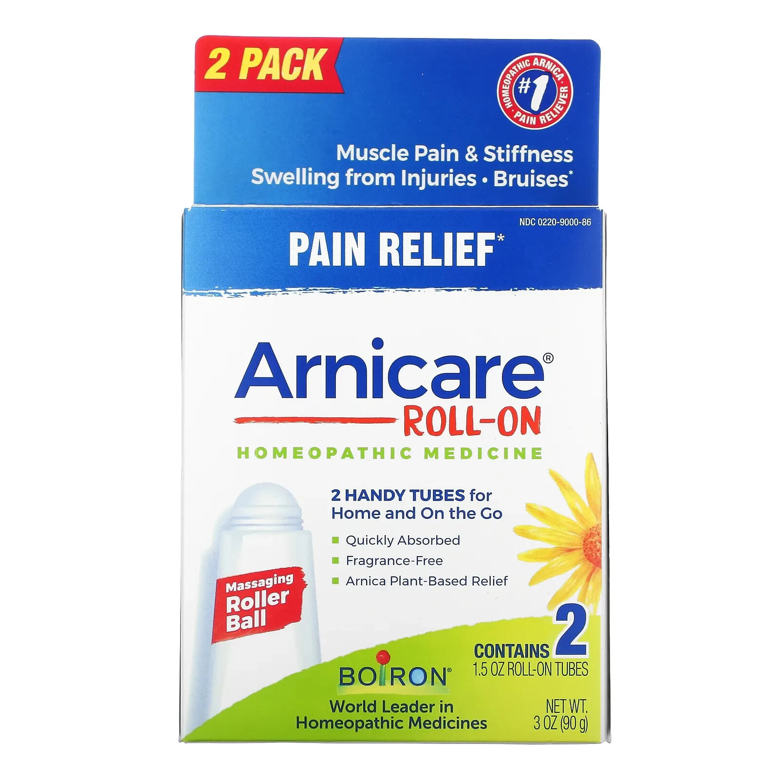 Arnicare Roll-On, Pain Relief, 2 Tubes, 1.5 oz Each