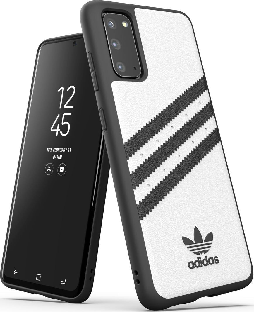 чехол Galaxy S20 силиконовый черно/белый с логотипом adidas