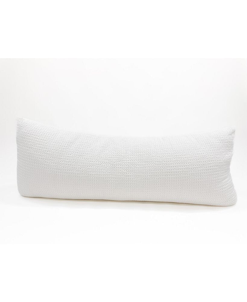 Anaya Home body Pillow 20x54 Down Alternative White Cotton Waffle Weave