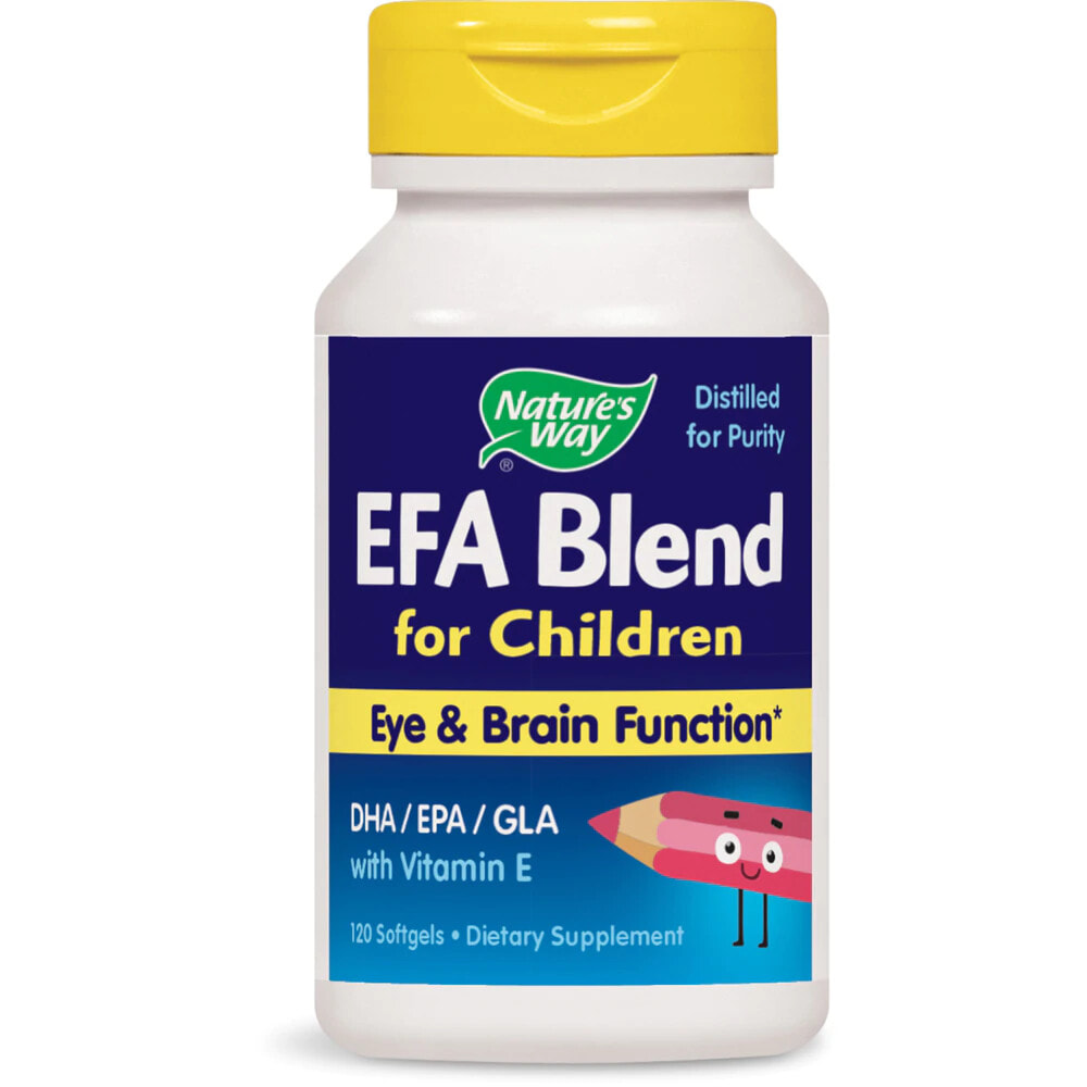 Brain 120. Натурес Бленд витамины. Nature's way, смесь незаменимых жирных кислот для детей, 120 капсул. DHA жидкая. EFA Blend for Kids.