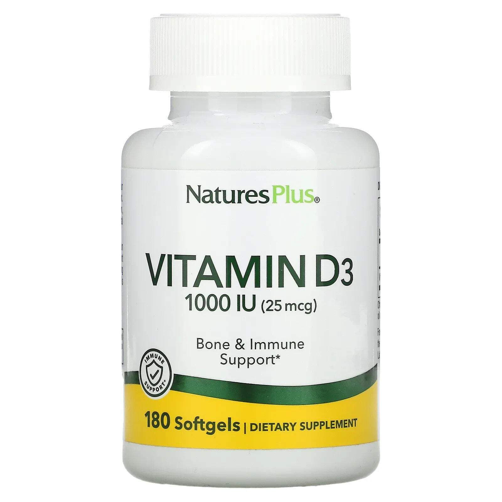 Vitamin D3, 1,000 IU (25 mcg) , 180 Softgels