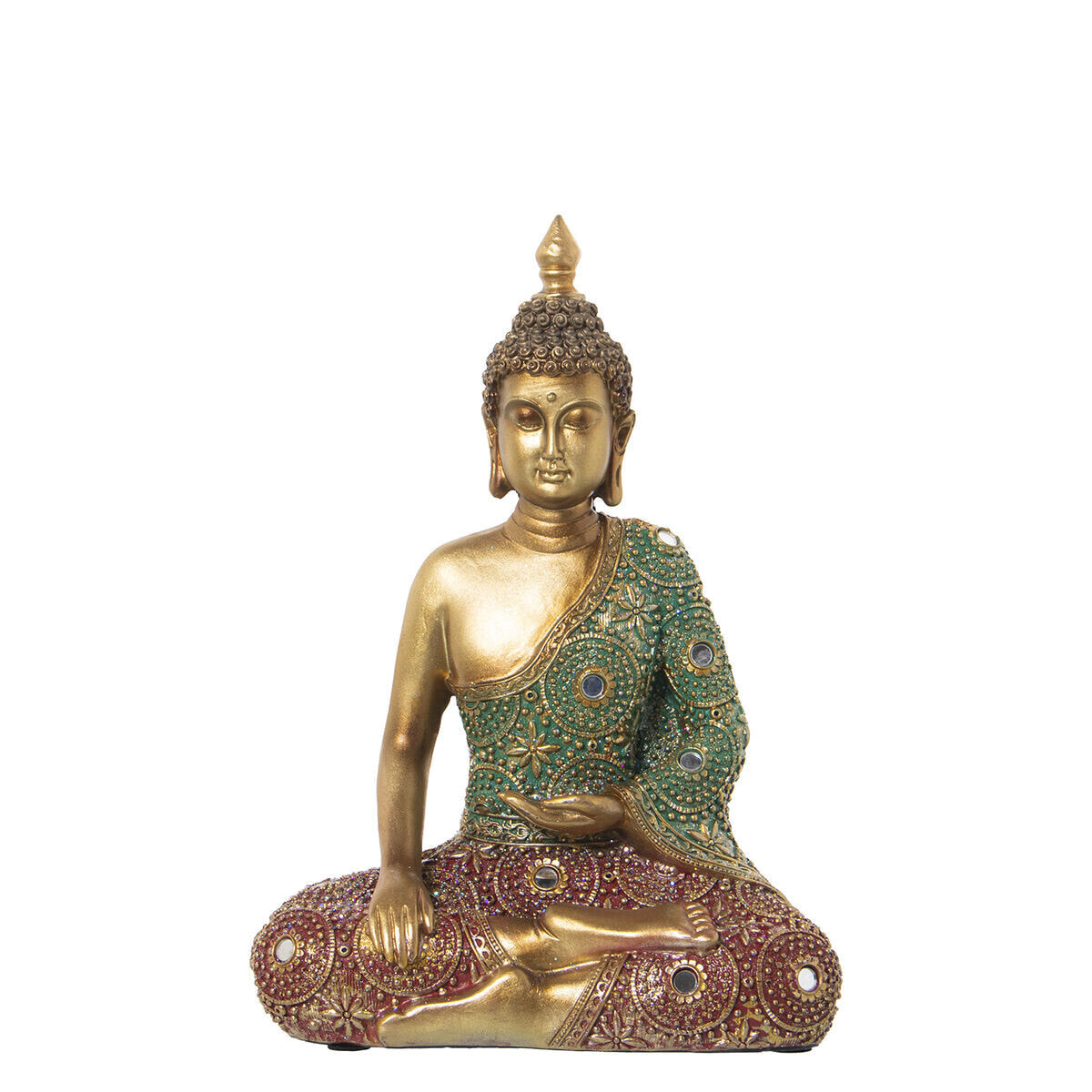 Decorative Figure Alexandra House Living Red Green Golden Plastic Buddha 13 x 23 x 30 cm