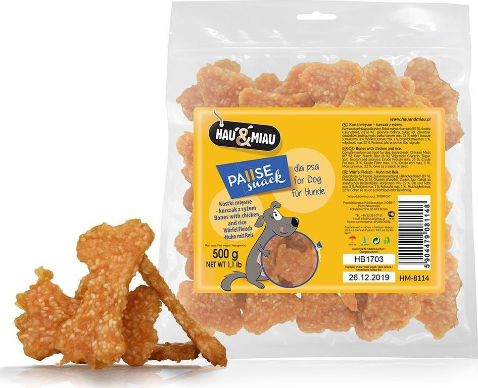 Hau&Miau Hau&Miau kostki mięsne - kurczak z ryżem 500g HM-8114