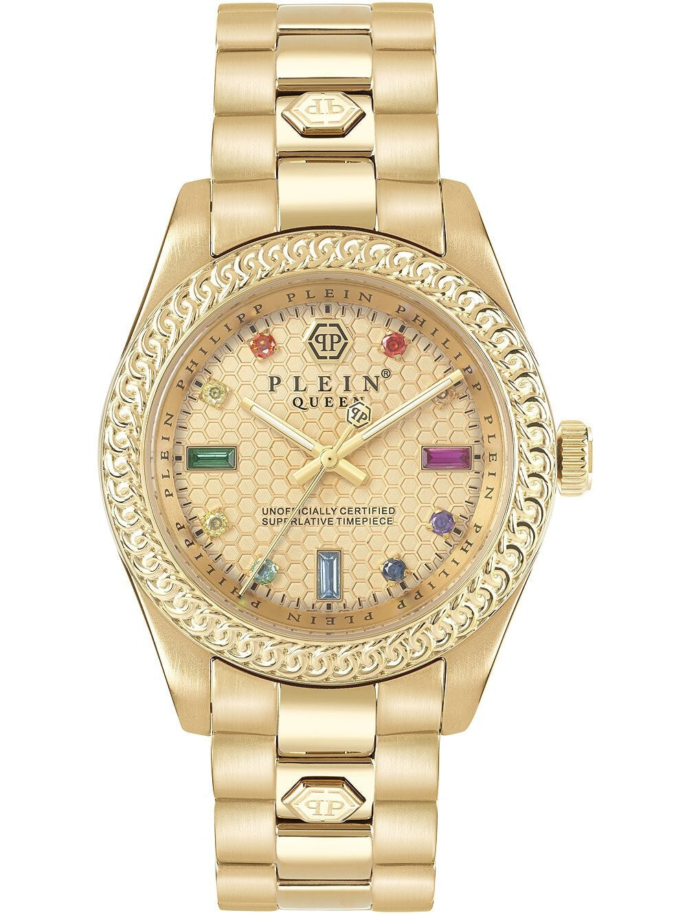 Женские наручные часы с золотым браслетом Philipp Plein PWDAA0721 Queen Crystal Damen 36mm 5ATM