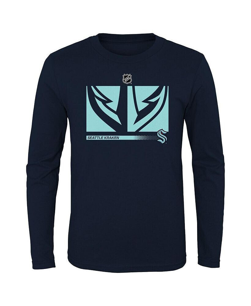 Fanatics youth Boys Navy Seattle Kraken Authentic Pro Secondary Logo Long Sleeve T-shirt
