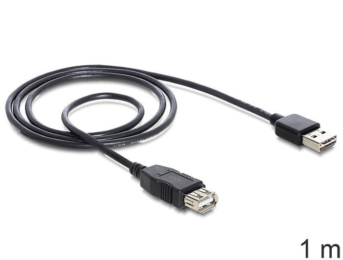 DeLOCK EASY-USB 2.0-A - USB 2.0-A, 1m USB кабель USB A Черный 83370